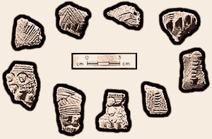 Tessons de bordures de vases amérindiens