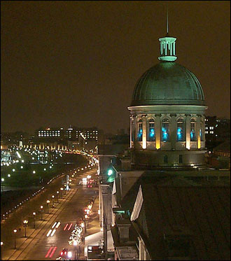 The dome of Bonsecours Market dominates De la Commune Street